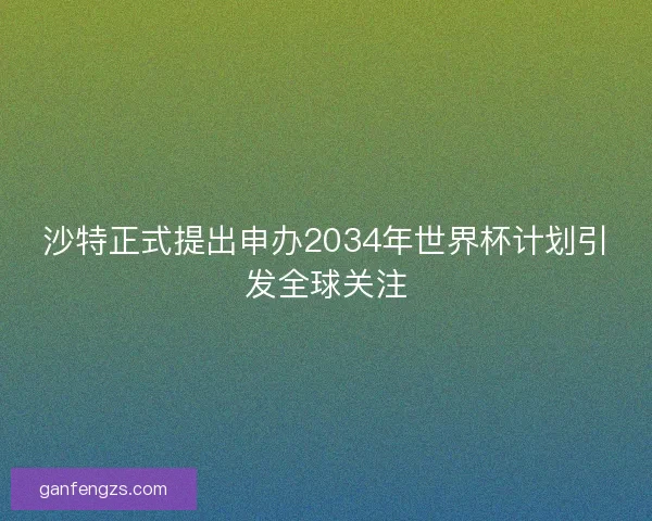 沙特正式提出申办2034年世界杯计划引发全球关注