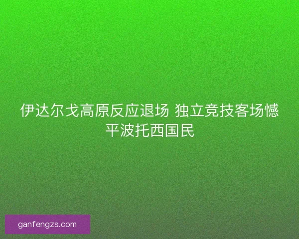伊达尔戈高原反应退场 独立竞技客场憾平波托西国民