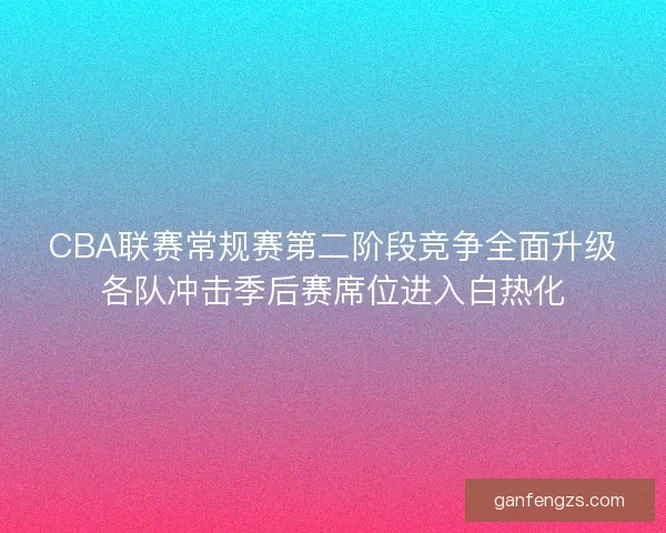 CBA联赛常规赛第二阶段竞争全面升级各队冲击季后赛席位进入白热化